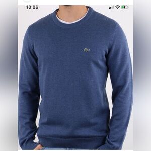 Lacoste crewneck sweater dark blue cotton men XXL